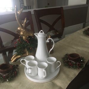 LILLIAN VERNON White Pitcher Cups Set for Espresso or Hot Chocolate